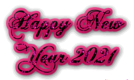 Różowy błyszczący, brokatowy napis szczęśliwego nowego roku 2021